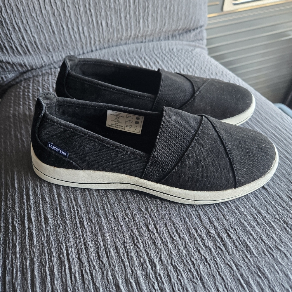Lands' End Women's Black Canvas Flats